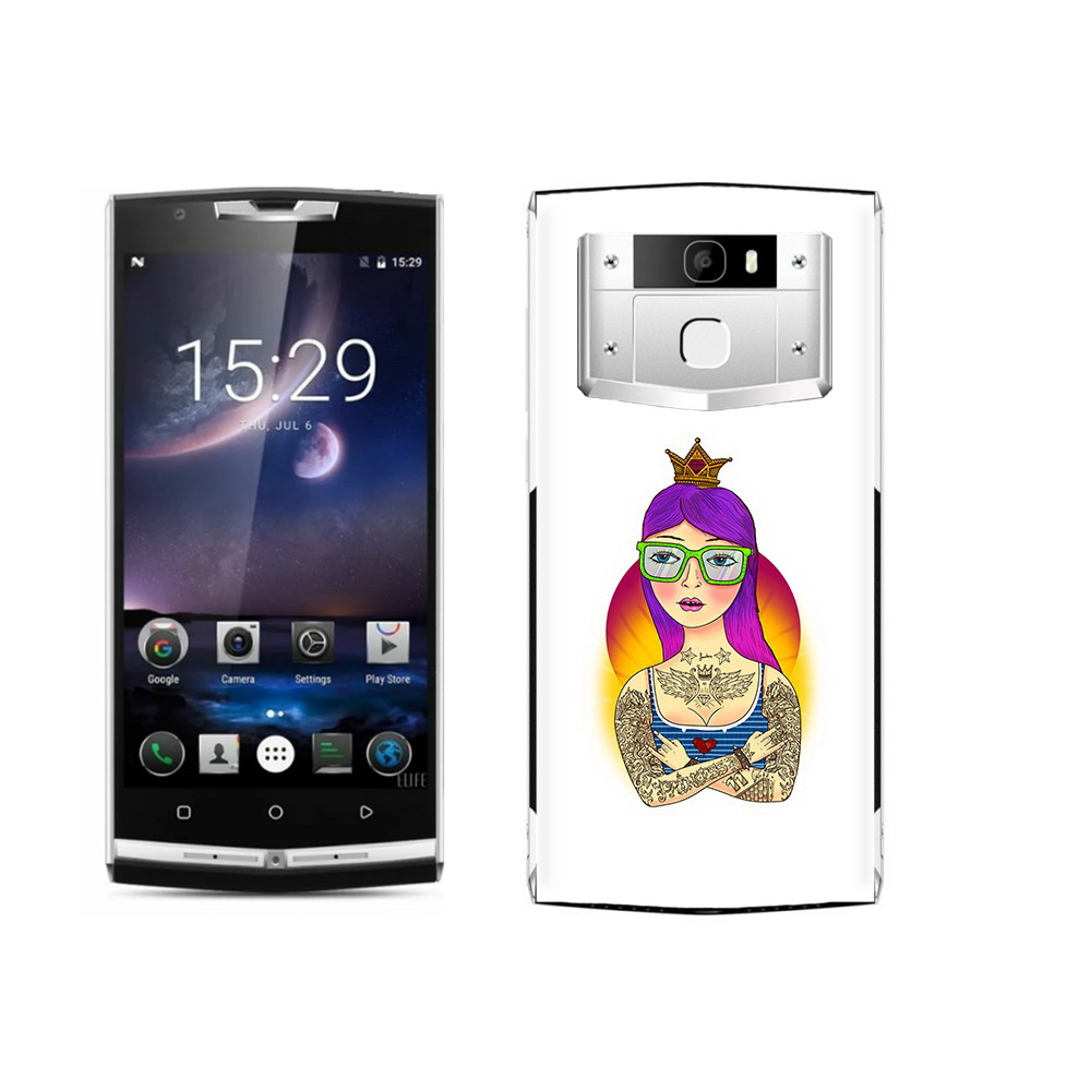 

Чехол MyPads Tocco для Oukitel K10000 Pro девушка в татуировках с короной, Прозрачный, Tocco