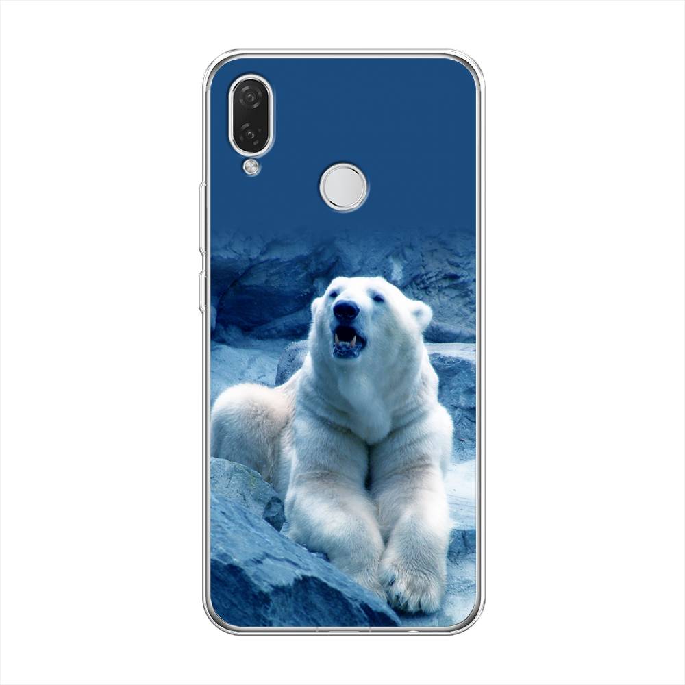 

Чехол на Huawei P Smart Plus "Белый медведь", Голубой;белый, 68250-1