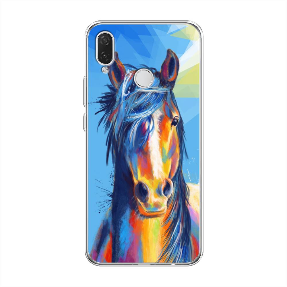 

Чехол на Huawei P Smart Plus/Nova 3i "Лошадь арт 3", Голубой;желтый;синий, 68250-1