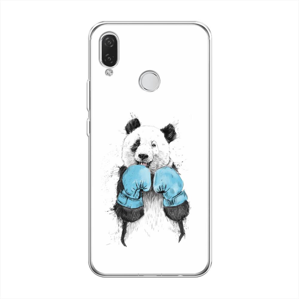 

Чехол на Huawei P Smart Plus "Панда боксер", Голубой;белый;серый, 68250-1