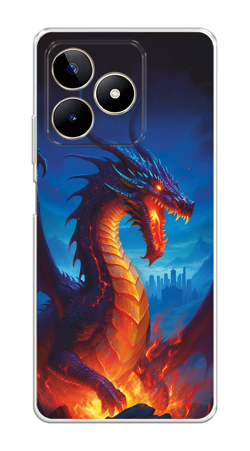 

Чехол на Realme C53/C51 "Дракон над лавой", Оранжевый;коричневый;синий, 2515250-1