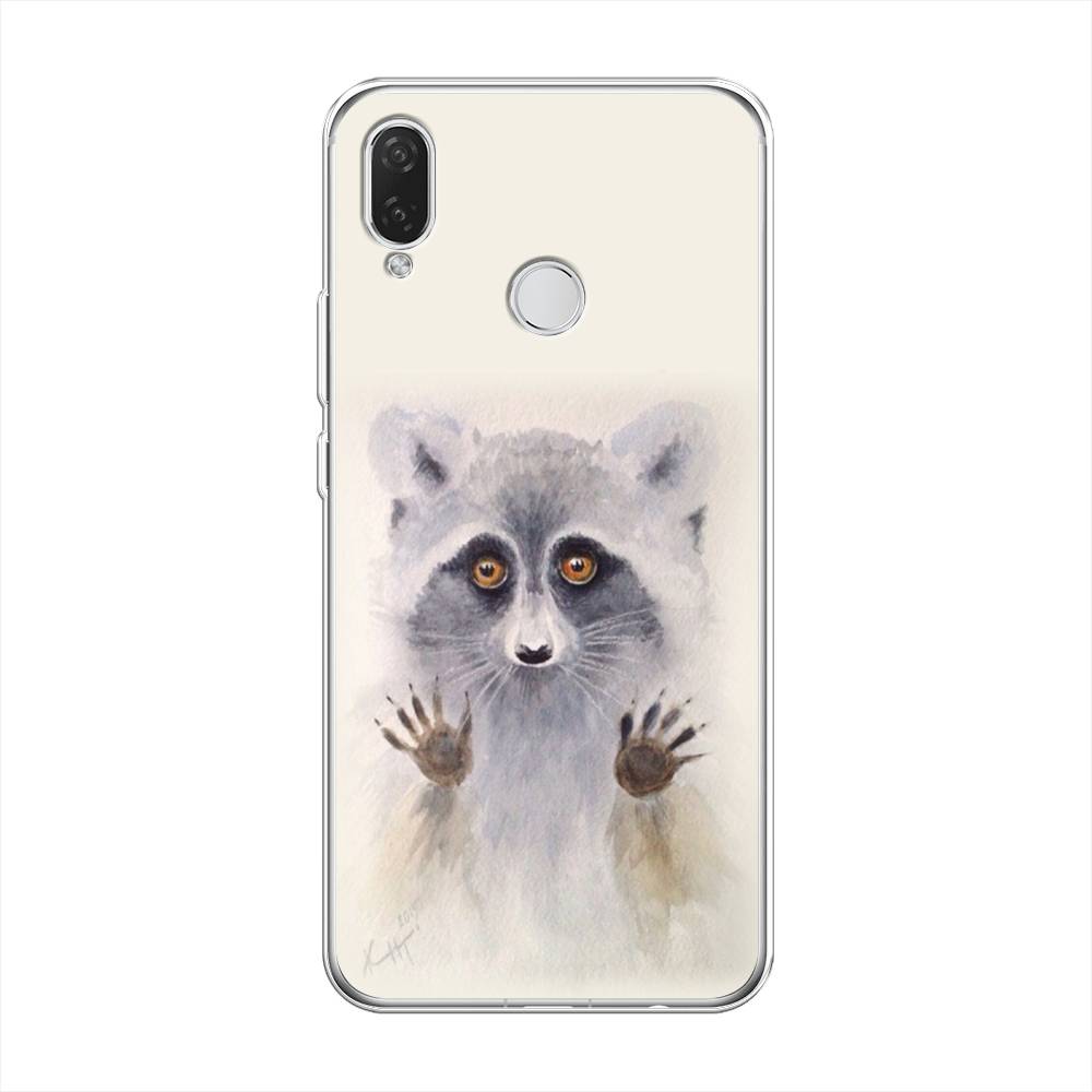 

Чехол на Huawei P Smart Plus/Nova 3i "Енот за стеклом", Бежевый;серый, 68250-4