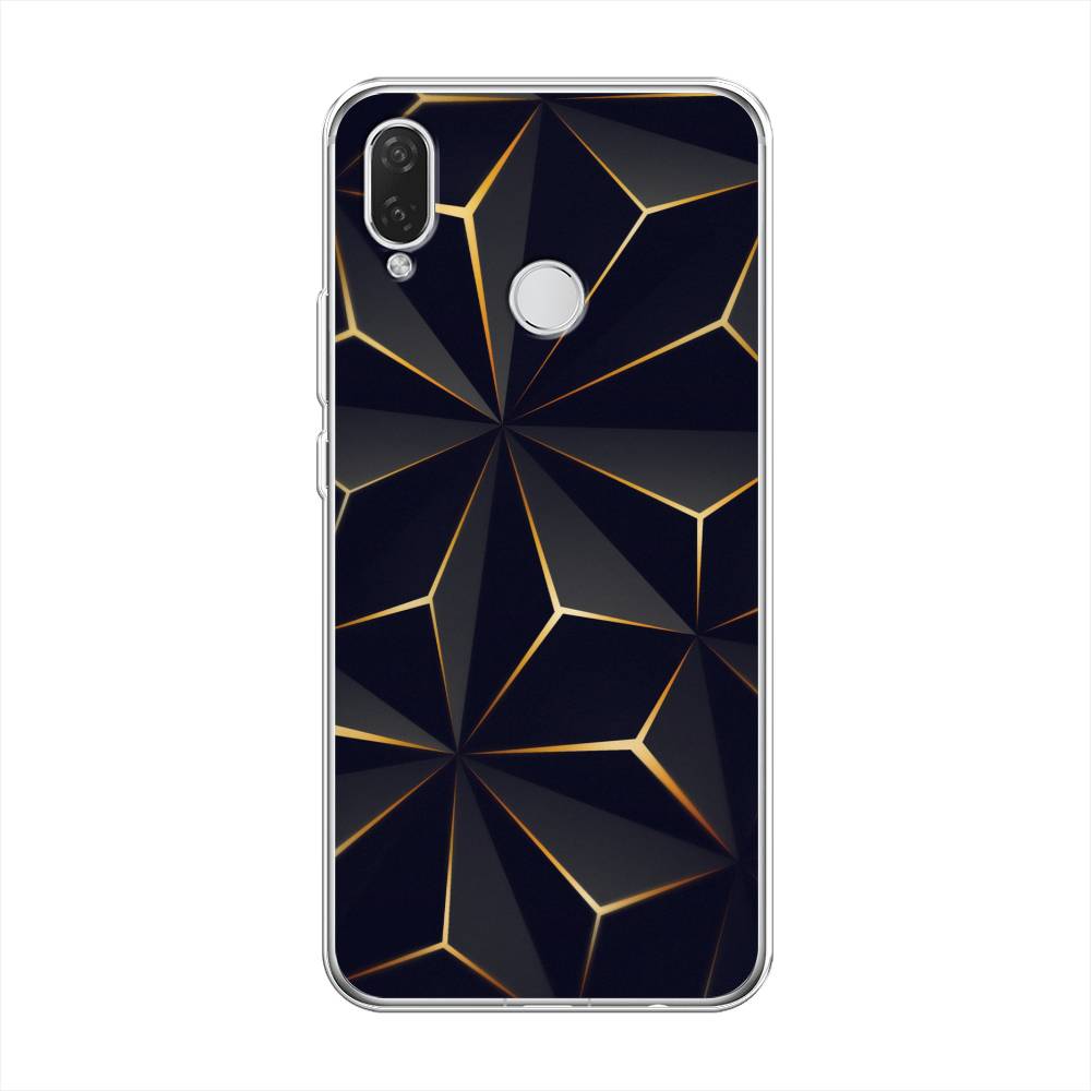 

Чехол на Huawei P Smart Plus "Черные полигоны", Золотистый;черный, 68250-3