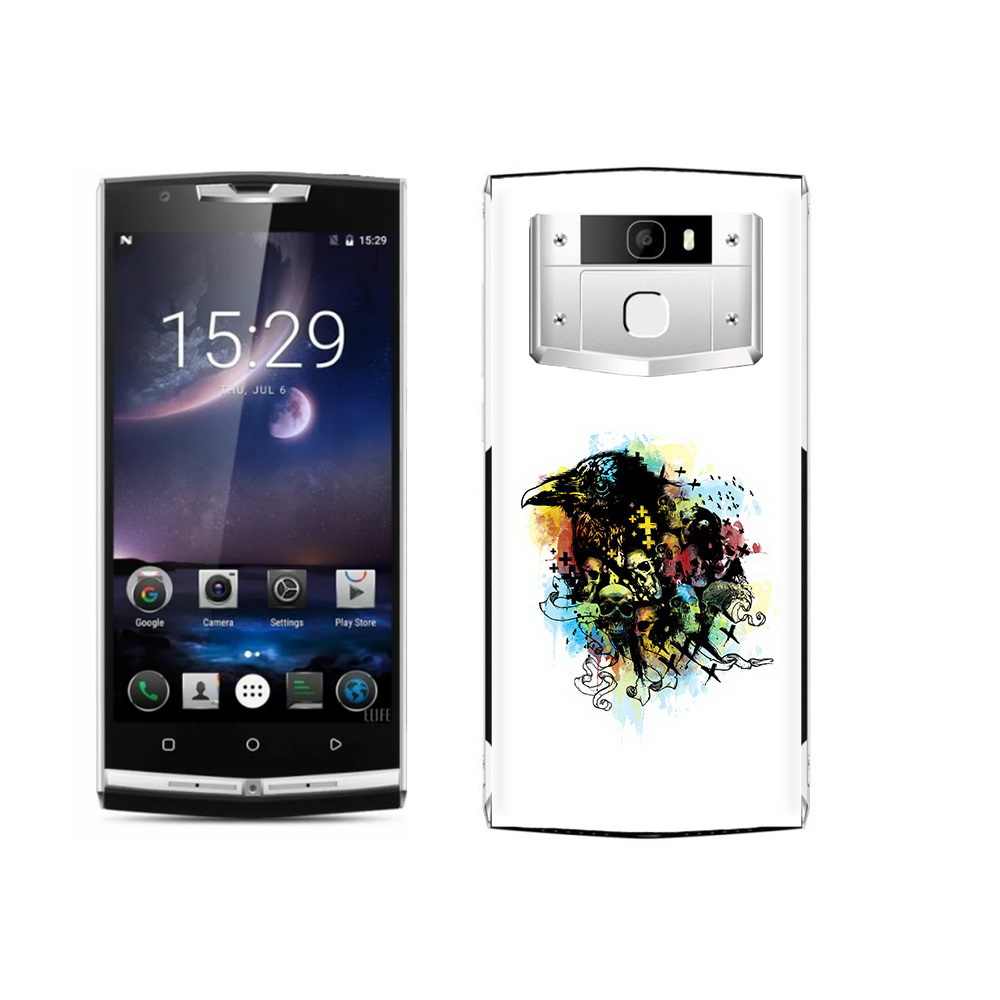 

Чехол MyPads Tocco для Oukitel K10000 Pro ворон и черепа, Прозрачный, Tocco
