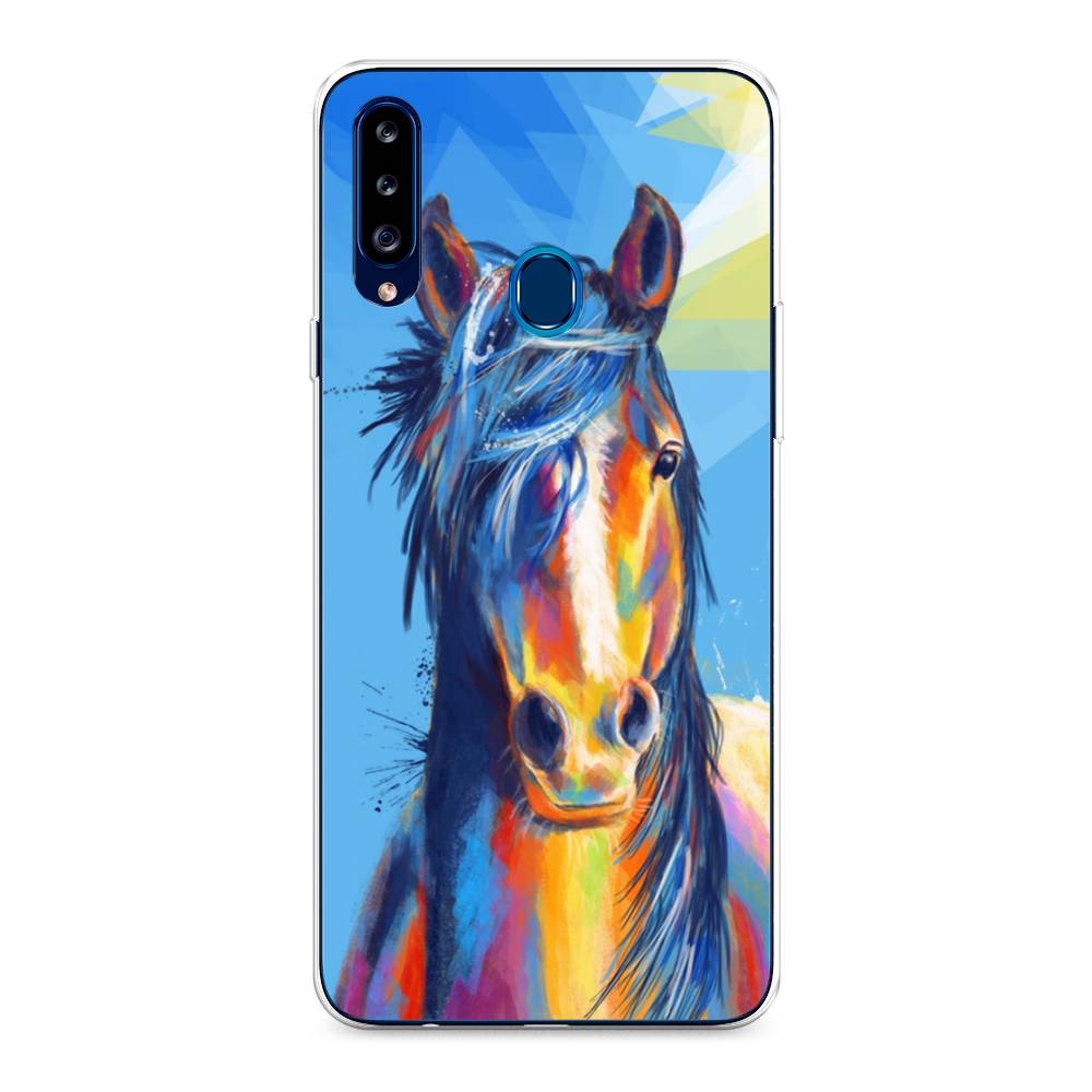 

Чехол на Samsung Galaxy A20s "Лошадь арт 3", Голубой;желтый;синий, 2100850-1