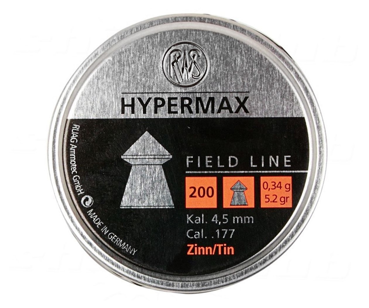 

Пуля пневматическая Hypermax, 4,50 mm, 0,34 g ,,200 pcs 32-0382