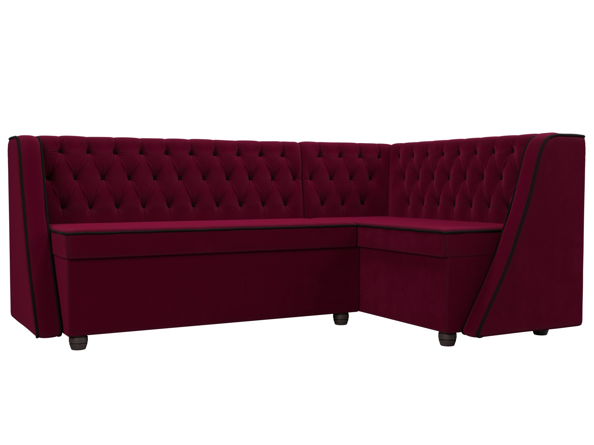 

Диван кухонный Лига Диванов Лофт правый угол 197х136х85, микровельвет, бордовый/черный, Кухонный угловой диван Лофт правый угол