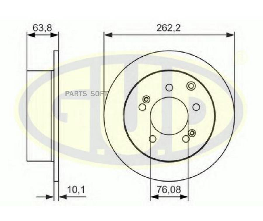 GUD Диск тормозной kia cerato/soul 1.6/2.0/1.6crdi 09- зад не вент 262x10