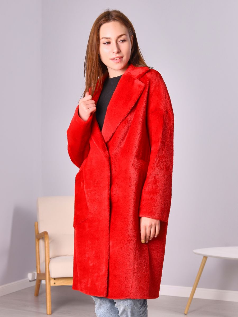 

Шуба женская Louren Wilton 024 красная 44 RU, Красный, 024