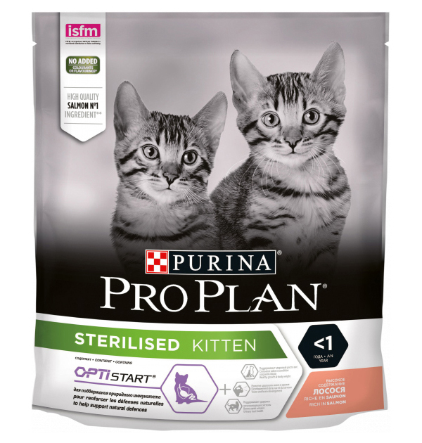 

PRO PLAN PRO PLAN KITTEN STERILISED для кастрированных и стерилизованных котят с лососем (