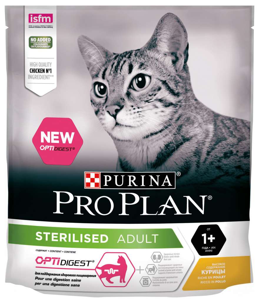 

PRO PLAN PRO PLAN CAT OPTIDIGEST STERILISED CHICKEN для взрослых кастрированных котов и ст