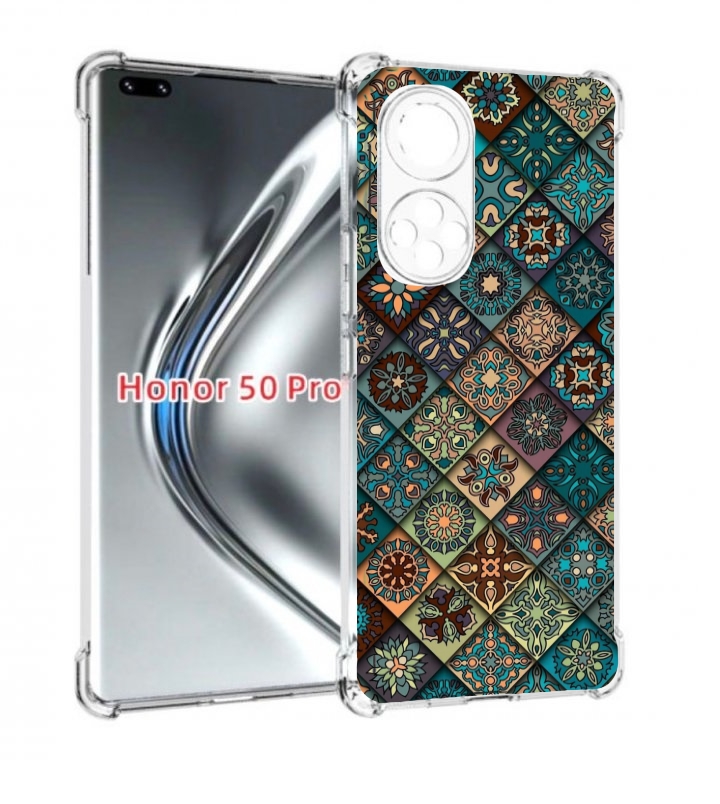 

Чехол бампер MyPads ячейки с арнаментами для Honor 50 Pro, Прозрачный, Tocco