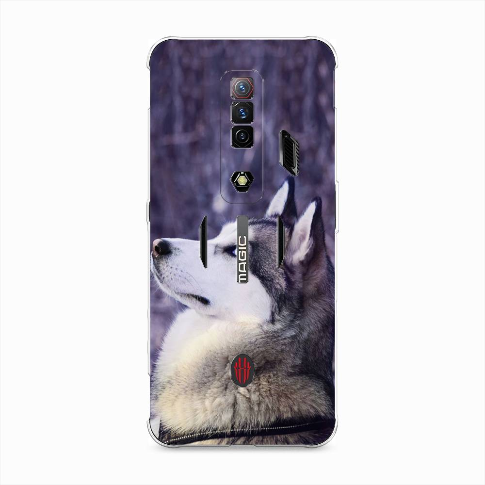 

Чехол на ZTE Nubia Red Magic 7S "Хаски 1", Фиолетовый;белый, 136350-1