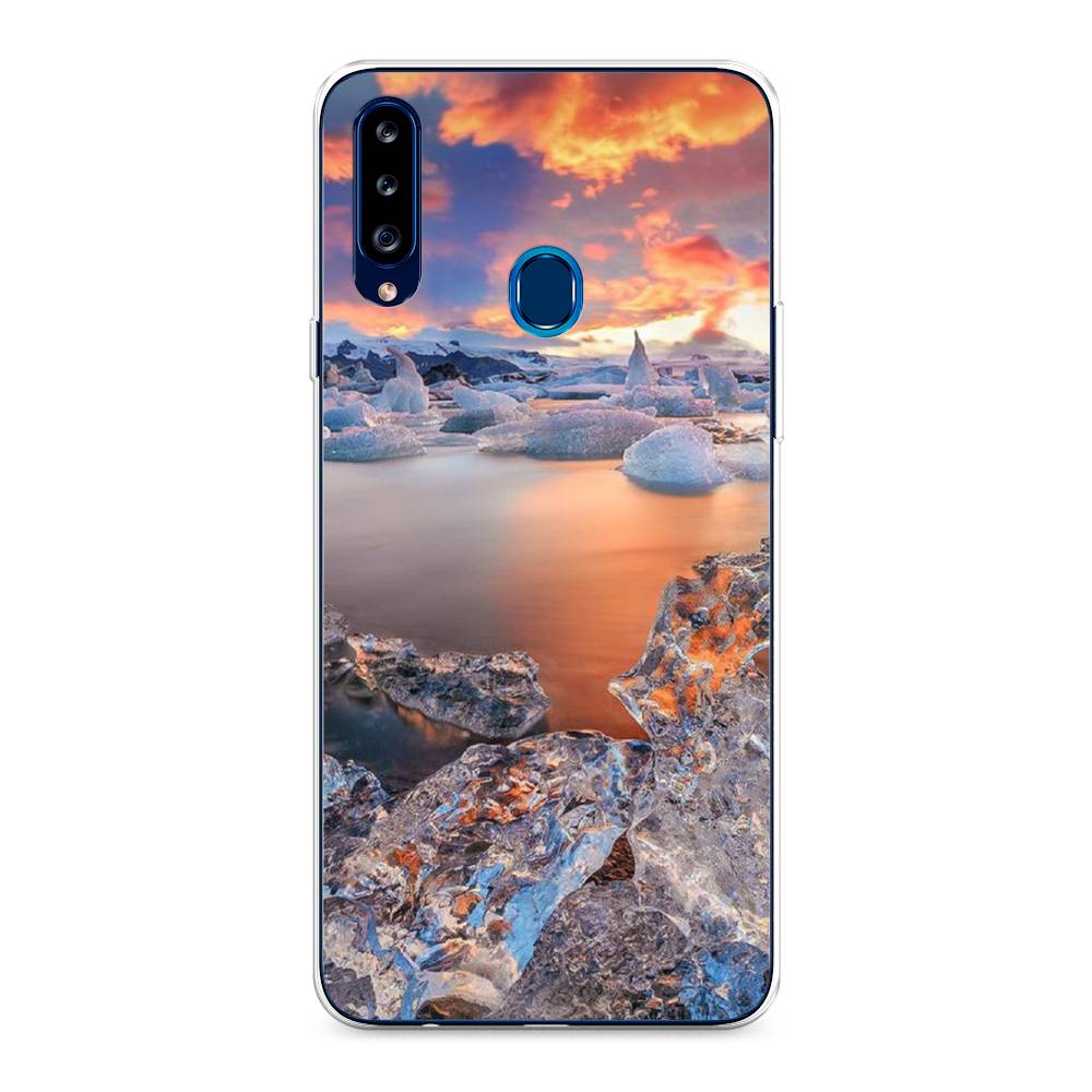 

Чехол на Samsung Galaxy A20s "Ледники", Синий;оранжевый, 2100850-2
