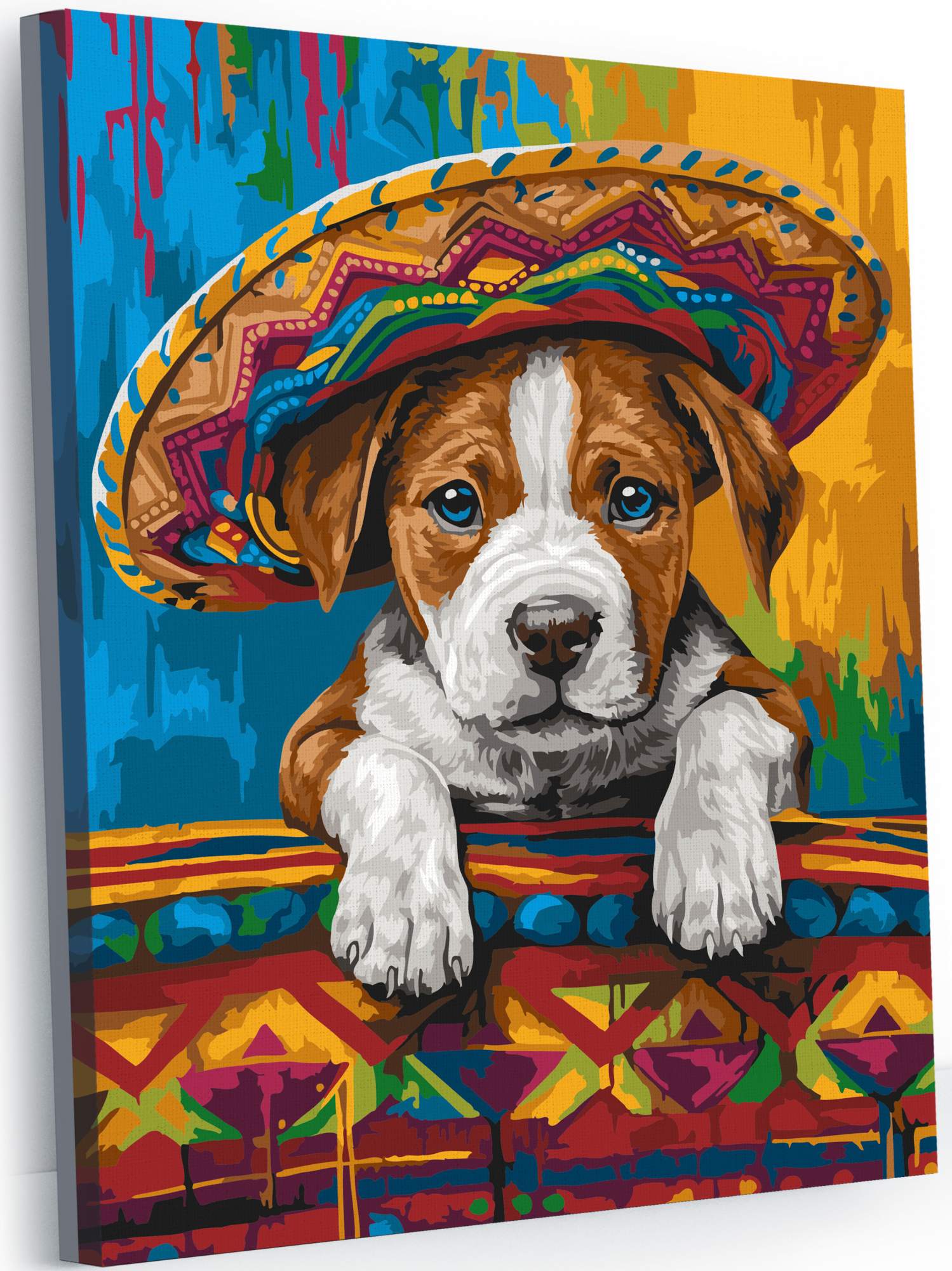 

Картина по номерам на холсте Русская живопись Щенок в сомбреро 40х50, A39