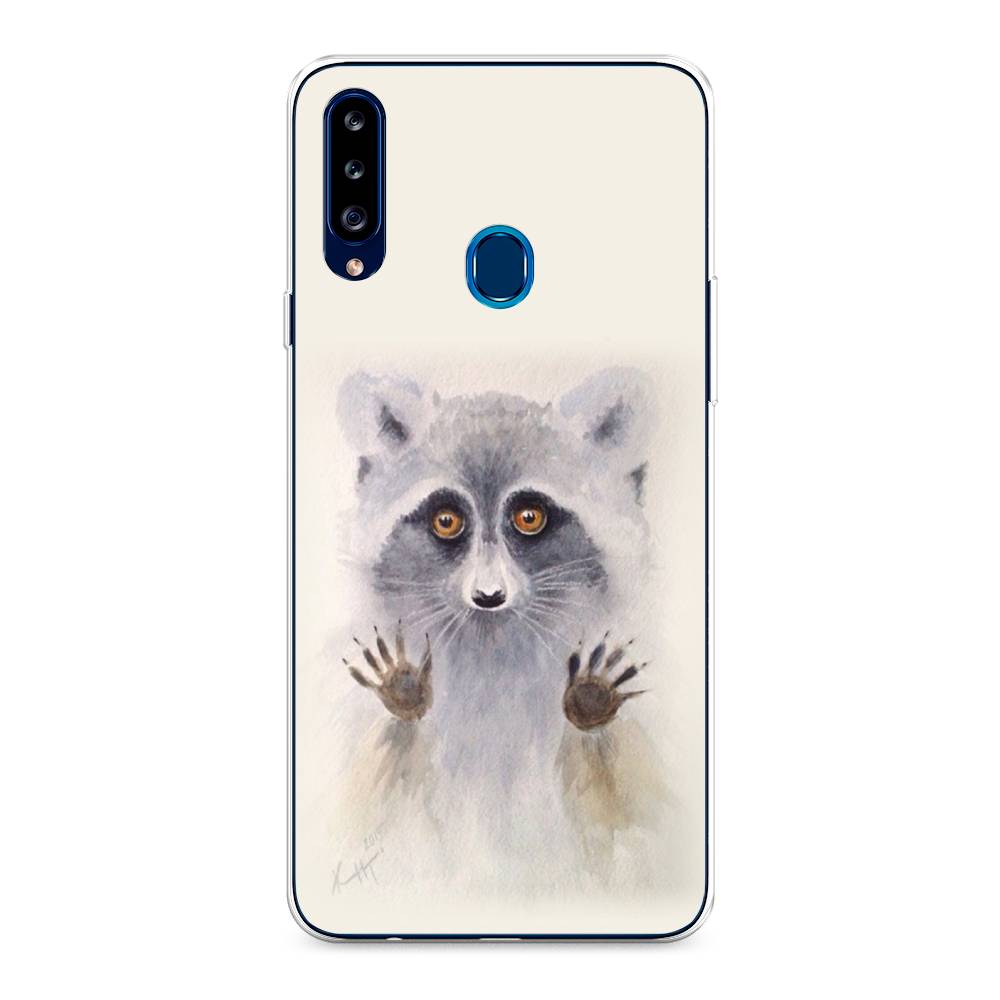 

Чехол на Samsung Galaxy A20s "Енот за стеклом", Бежевый;серый, 2100850-4