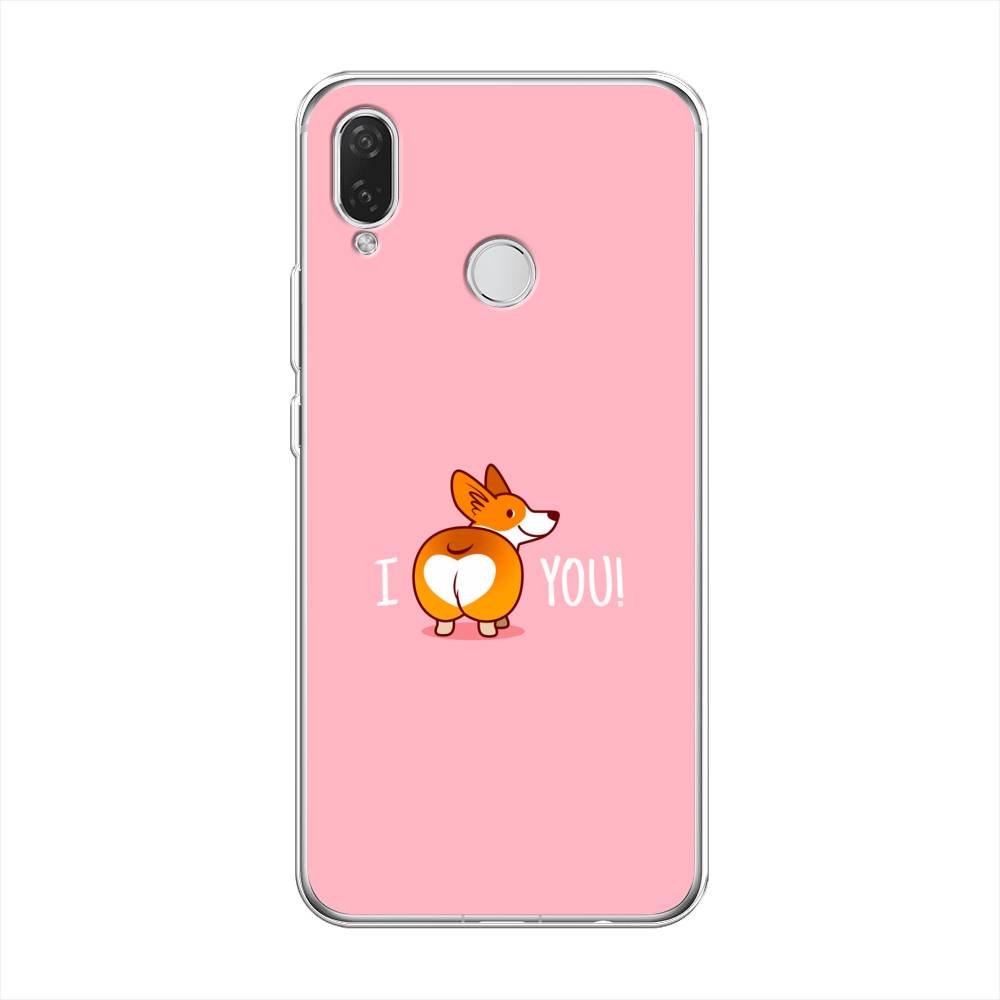 

Чехол на Huawei P Smart Plus "Корги I love you", Розовый;коричневый;белый, 68250-1