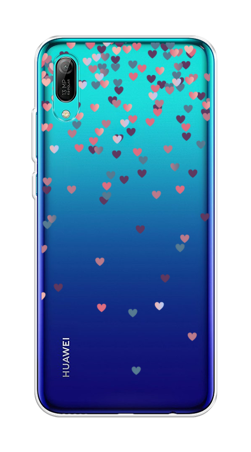 

Чехол на Huawei Y6 Pro 2019 "Посыпка сердечки", Розовый;фиолетовый, 68150-3