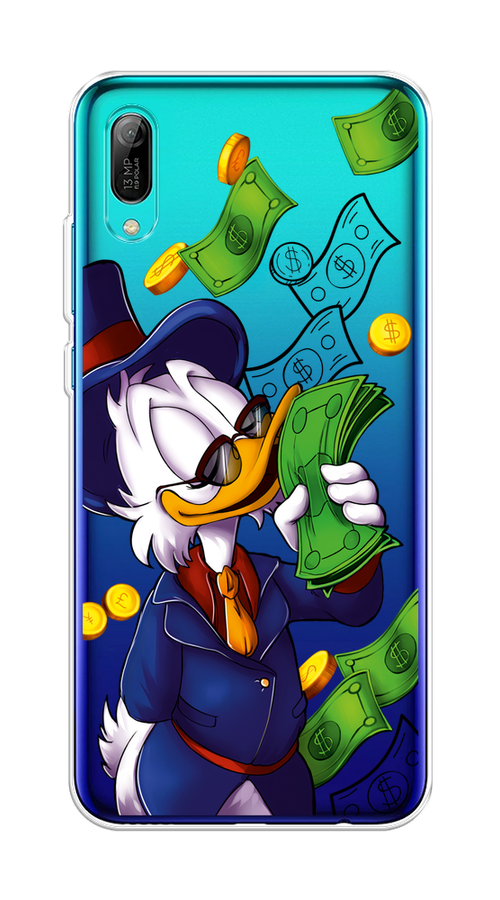 

Чехол на Huawei Y6 Pro 2019 "Scrooge McDuck with Money", Синий;зеленый;белый, 68150-6