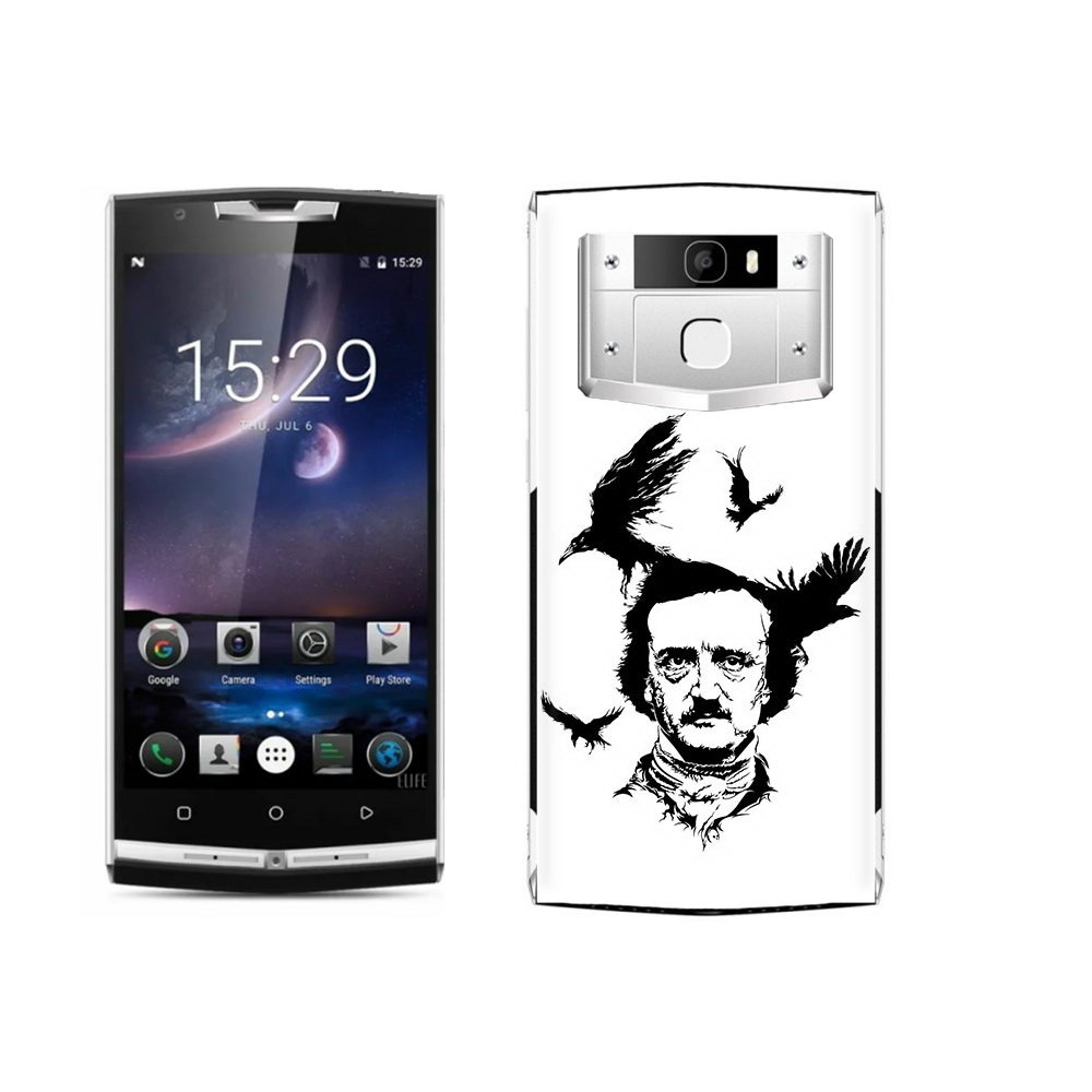 

Чехол MyPads Tocco для Oukitel K10000 Pro Эдгар Аллан черно белый, Прозрачный, Tocco