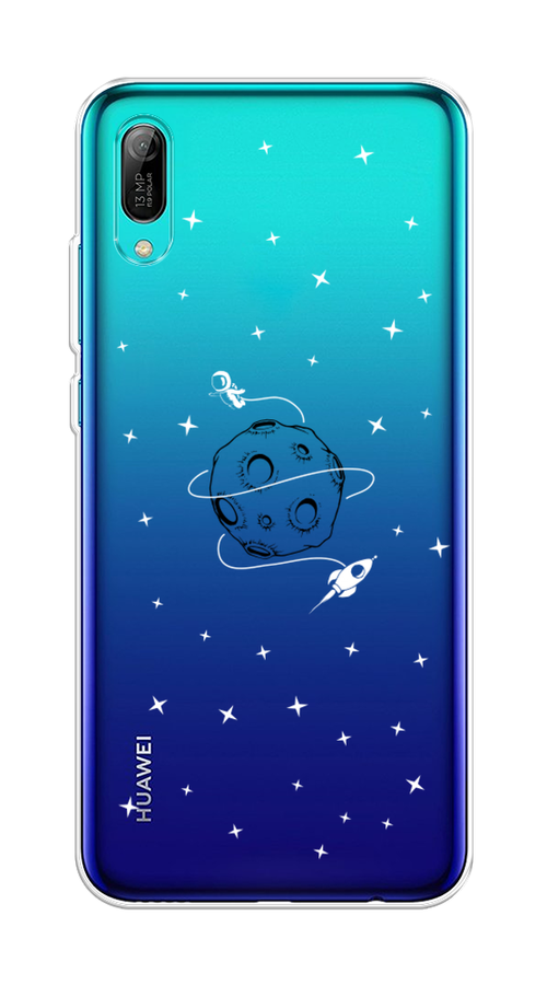 

Чехол на Huawei Y6 Pro 2019 "Полет вокруг луны", Белый;серый;черный, 68150-2