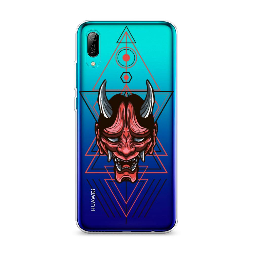 

Чехол на Huawei Y6 Pro 2019 "Hanya Oni mask", Серый;красный;черный, 68150-4