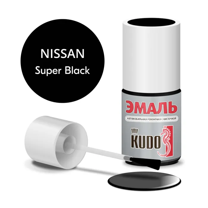 

Эмаль автомобильная ремонтная KUDO с кисточкой "Nissan Super black" (черный)