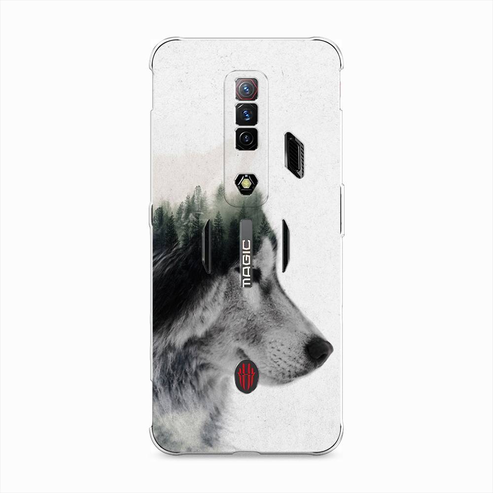 

Чехол на ZTE Nubia Red Magic 7S "Волк лес", Серый;белый, 136350-1