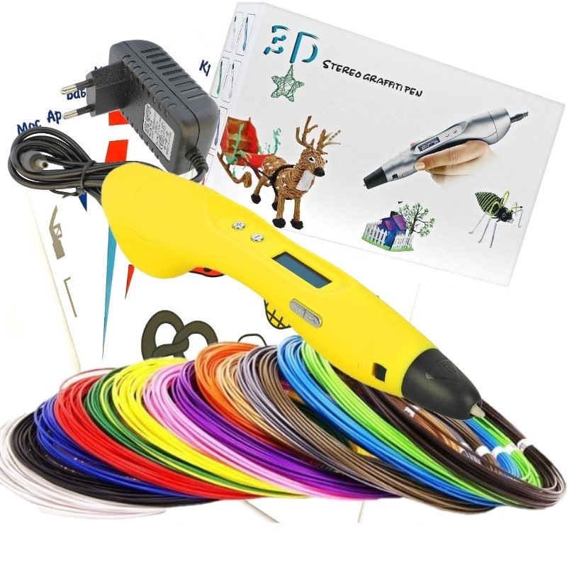 

Ручка 3D EASY REAL RP400A (ABS 150м + трафареты) желтый., RP400A