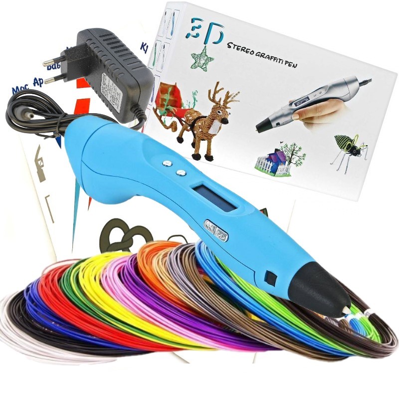 

Ручка 3D EASY REAL RP400A (ABS 150м + трафареты) голубой., RP400A