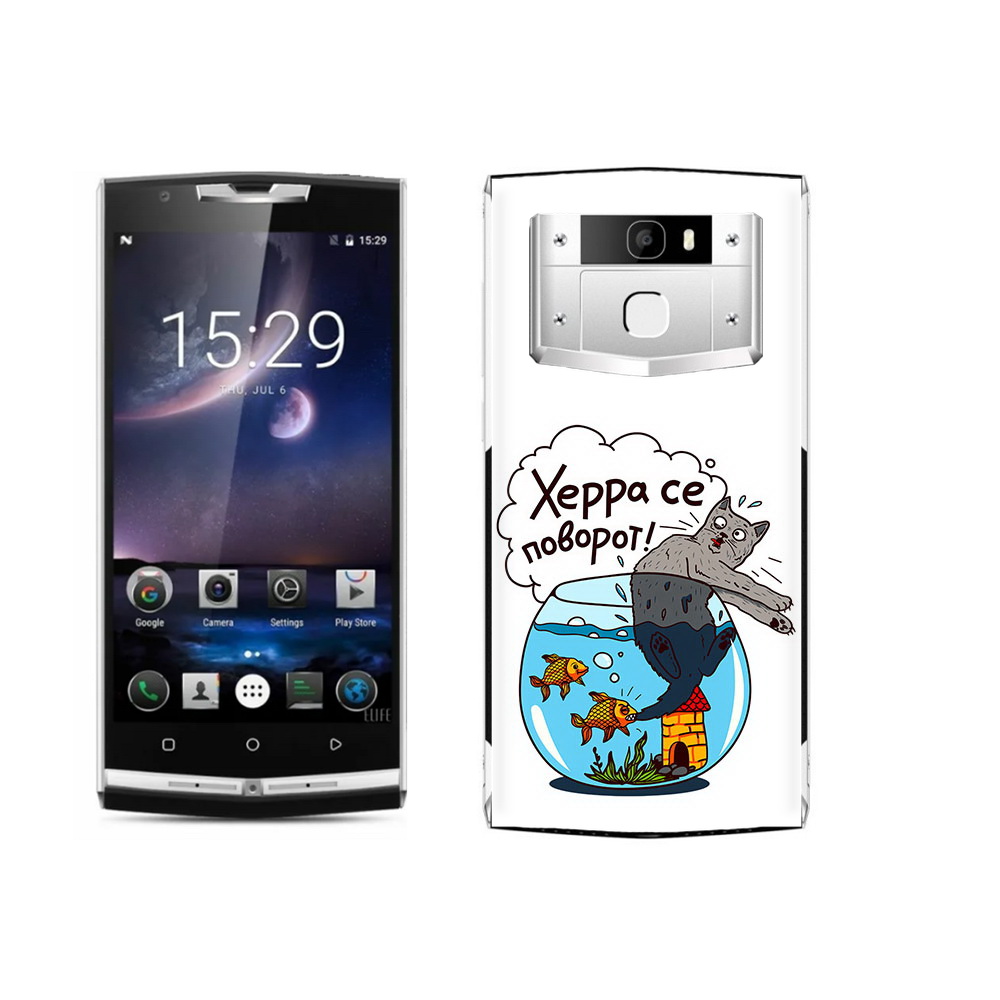 

Чехол MyPads Tocco для Oukitel K10000 Pro Рыбы с котом, Прозрачный, Tocco