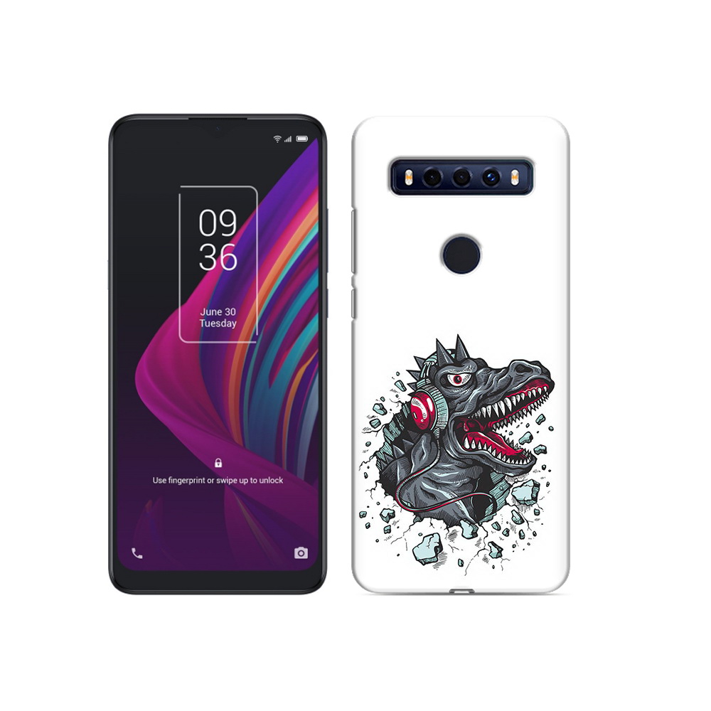 

Чехол MyPads Tocco для TCL 10 SE Нарисованный динозавр в наушниках, Прозрачный, Tocco