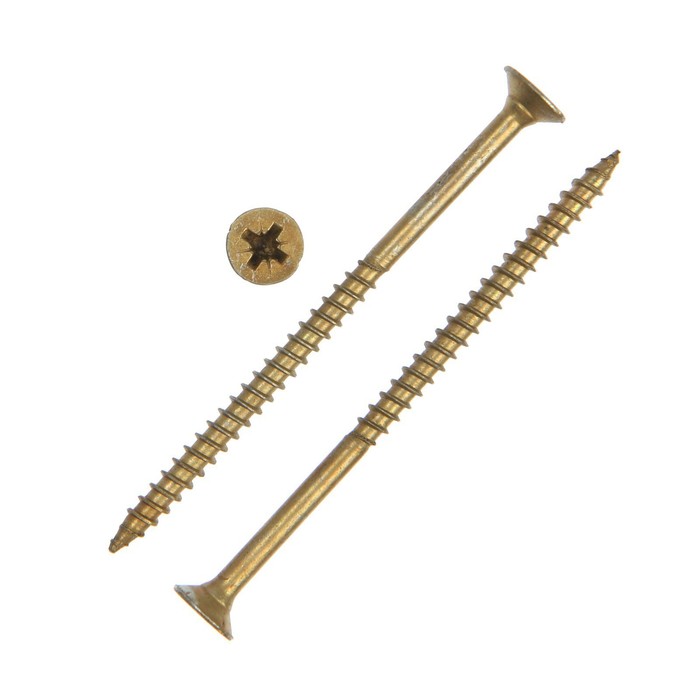 

Саморез универсальный 6х100 ТУНДРА, потай, крупная резьба,шлиц PZ3, жёлтый цинк, 1 кг