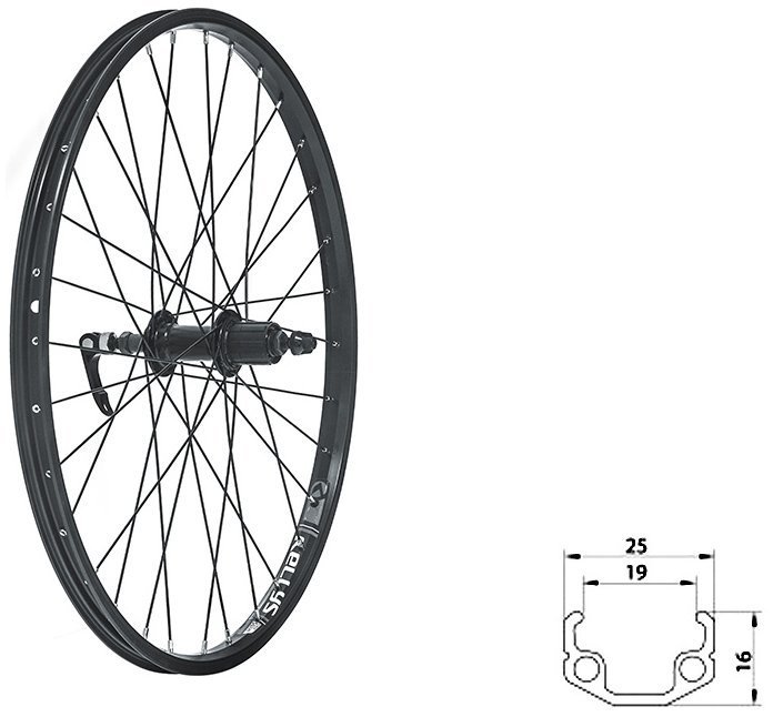 Колесо заднее KLS WASPER CASSETTE V-brake R, 24