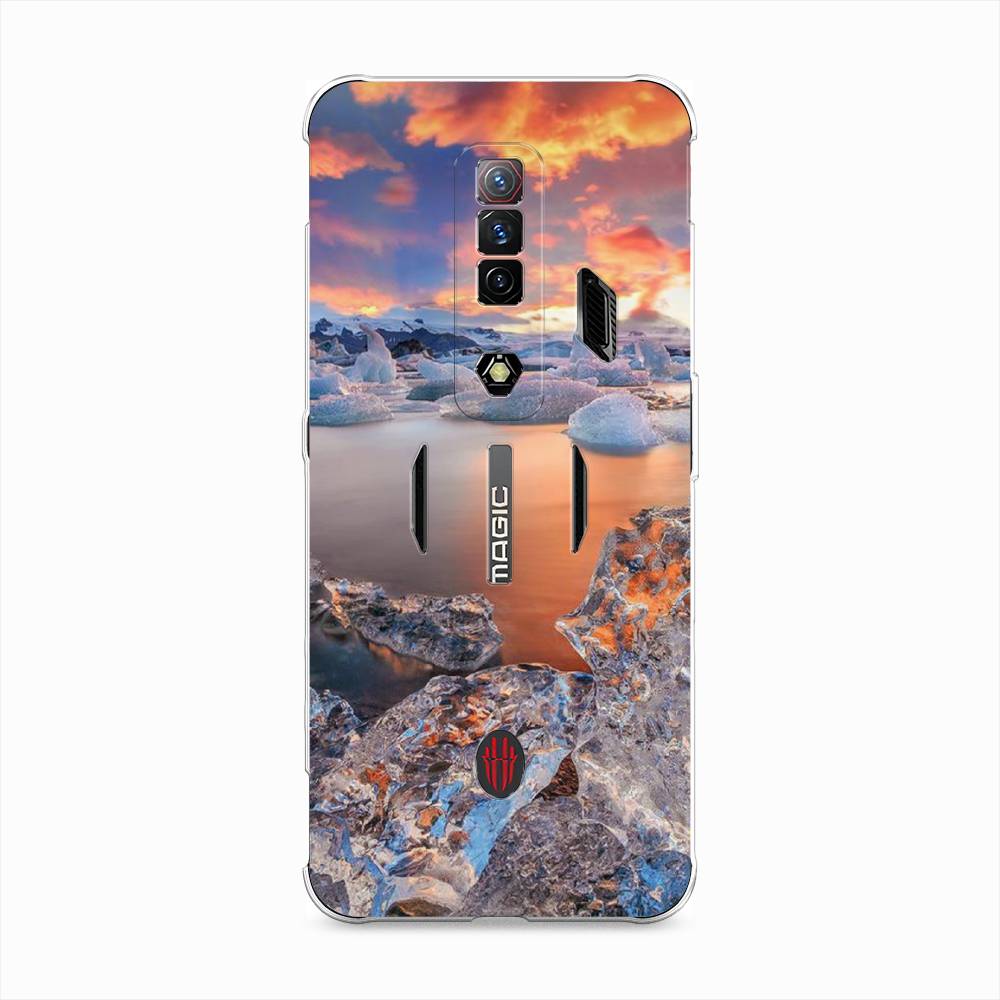 

Чехол на ZTE Nubia Red Magic 7S "Ледники", Синий;оранжевый, 136350-2