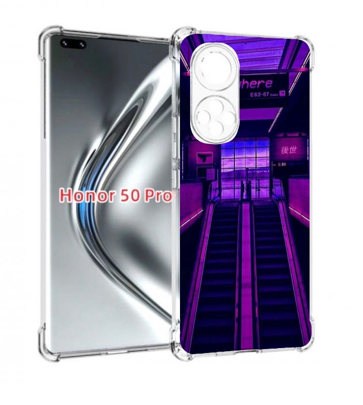 

Чехол бампер MyPads фиолетовый эскалатор для Honor 50 Pro, Прозрачный, Tocco