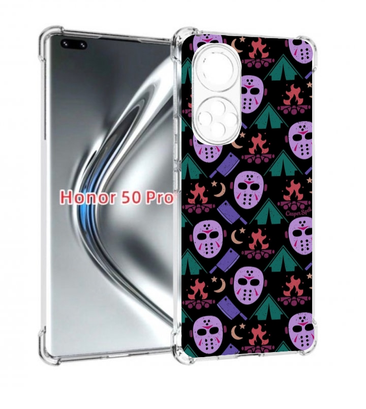 

Чехол бампер MyPads фиолетовые маски для Honor 50 Pro/Nov, Прозрачный, Tocco