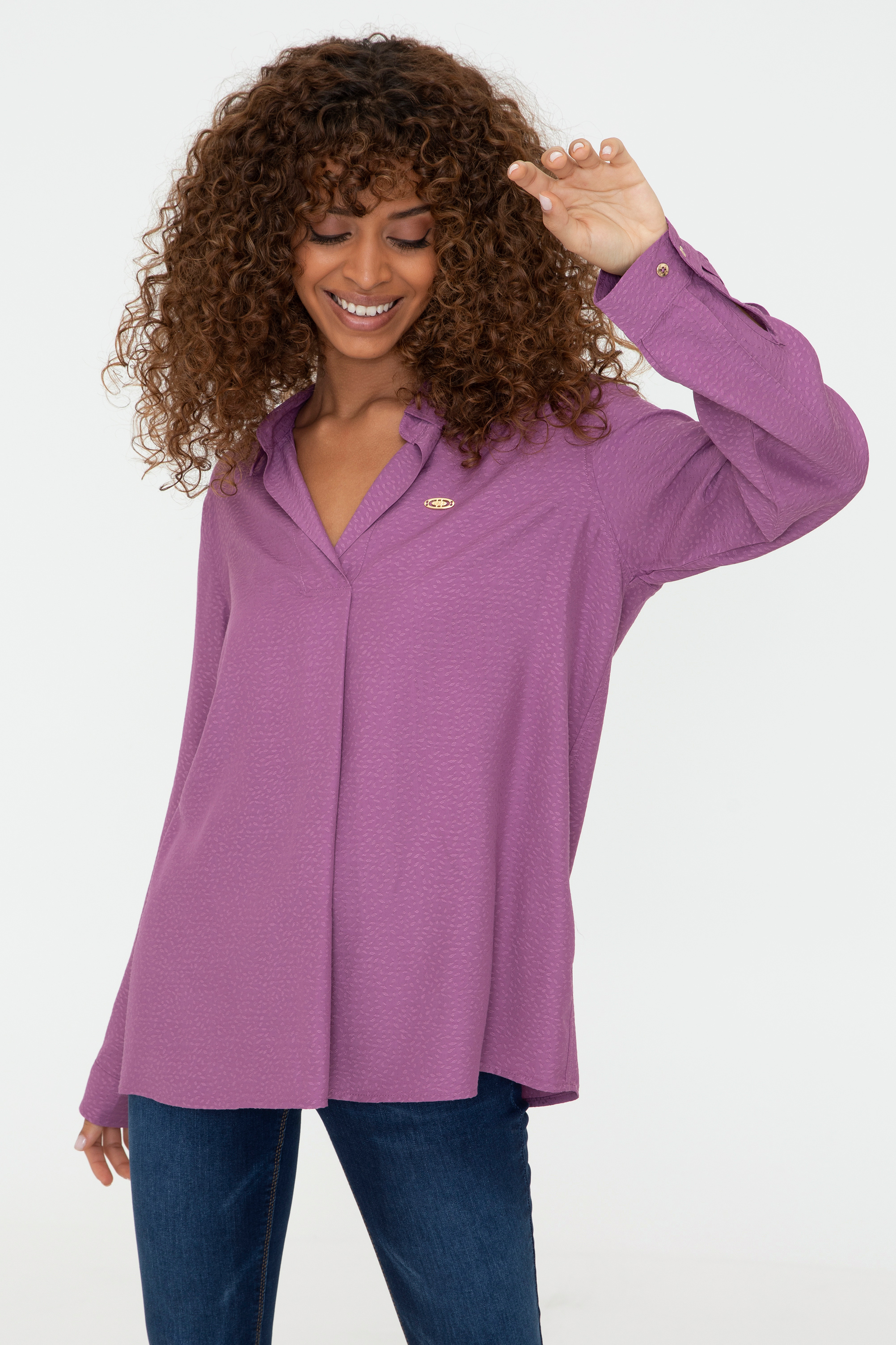 

Рубашка женская U.S. POLO Assn. G082SZ0040SCOLAR фиолетовая 34 EU, G082SZ0040SCOLAR