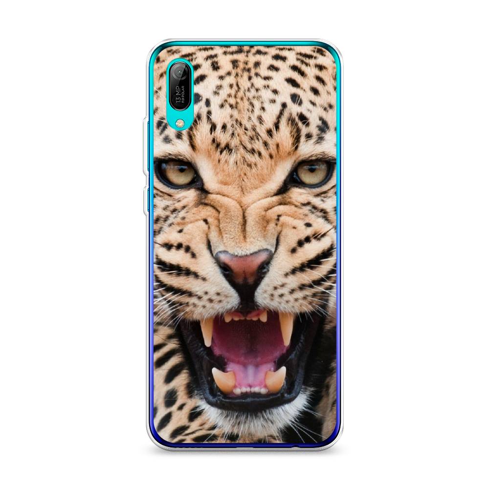 

Чехол на Huawei Y6 Pro 2019 "Леопард 3d", Бежевый;черный, 68150-6