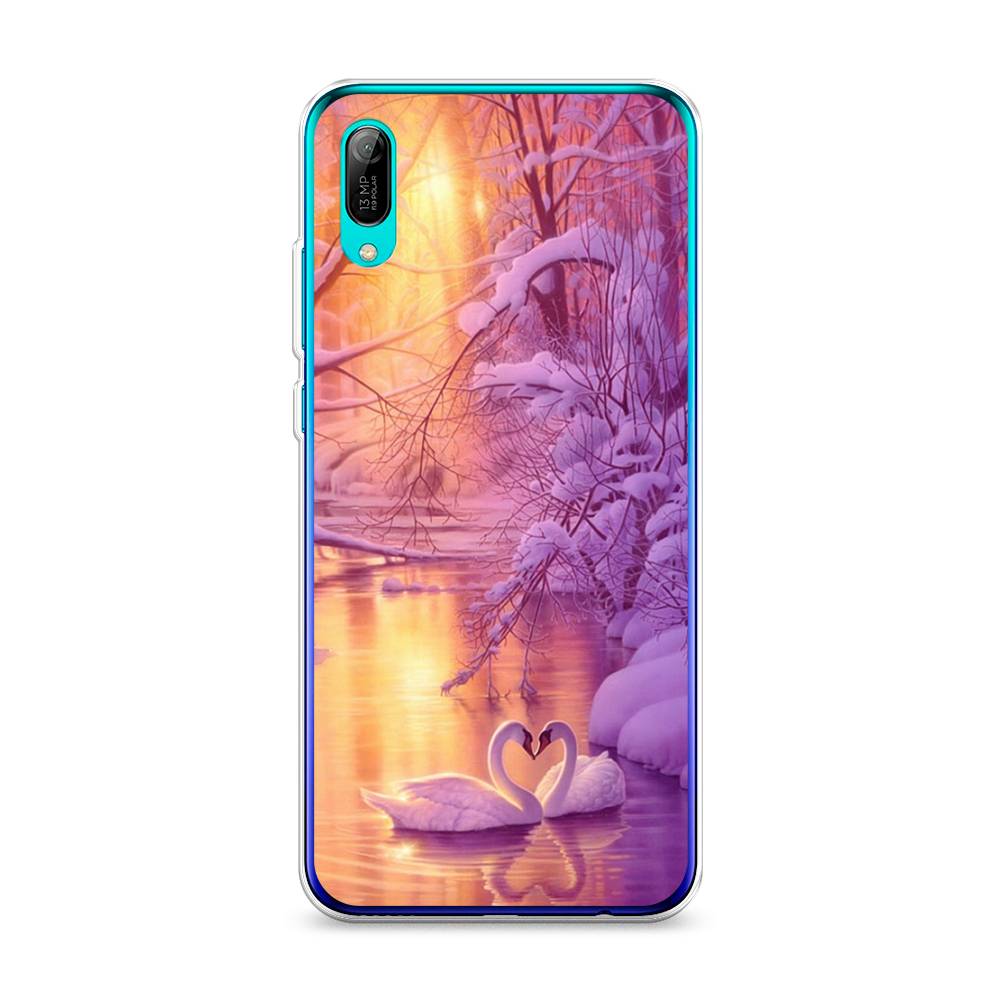 

Чехол на Huawei Y6 Pro 2019 "Зима 1", Фиолетовый;желтый, 68150-2