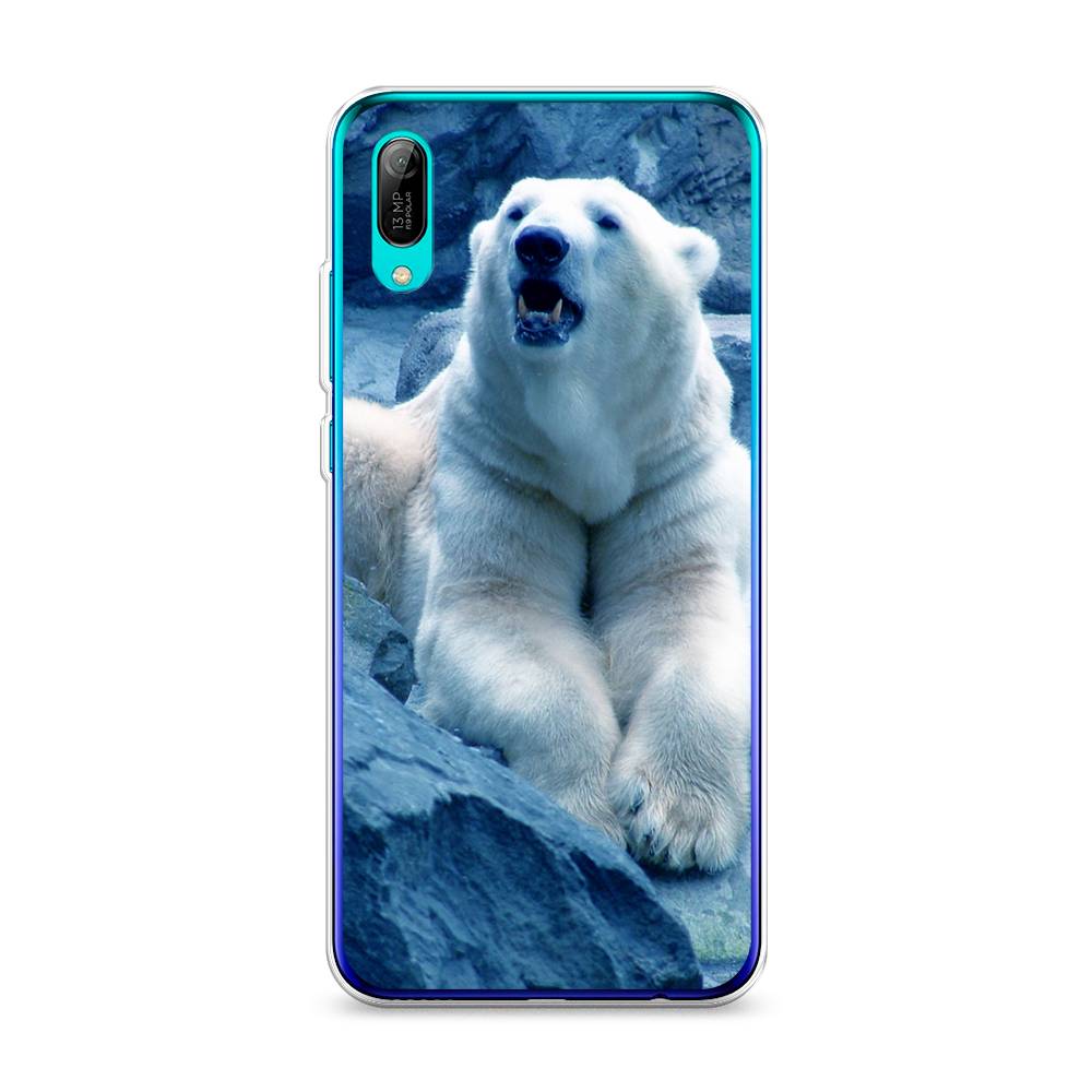 

Чехол на Huawei Y6 Pro 2019 "Белый медведь", Голубой;белый, 68150-1