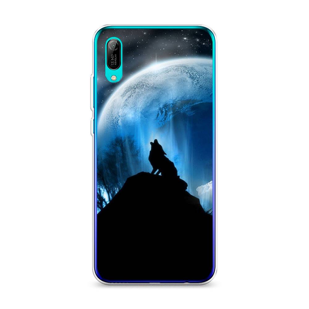 

Чехол на Huawei Y6 Pro 2019 "Волк 2", Синий;черный;белый, 68150-1