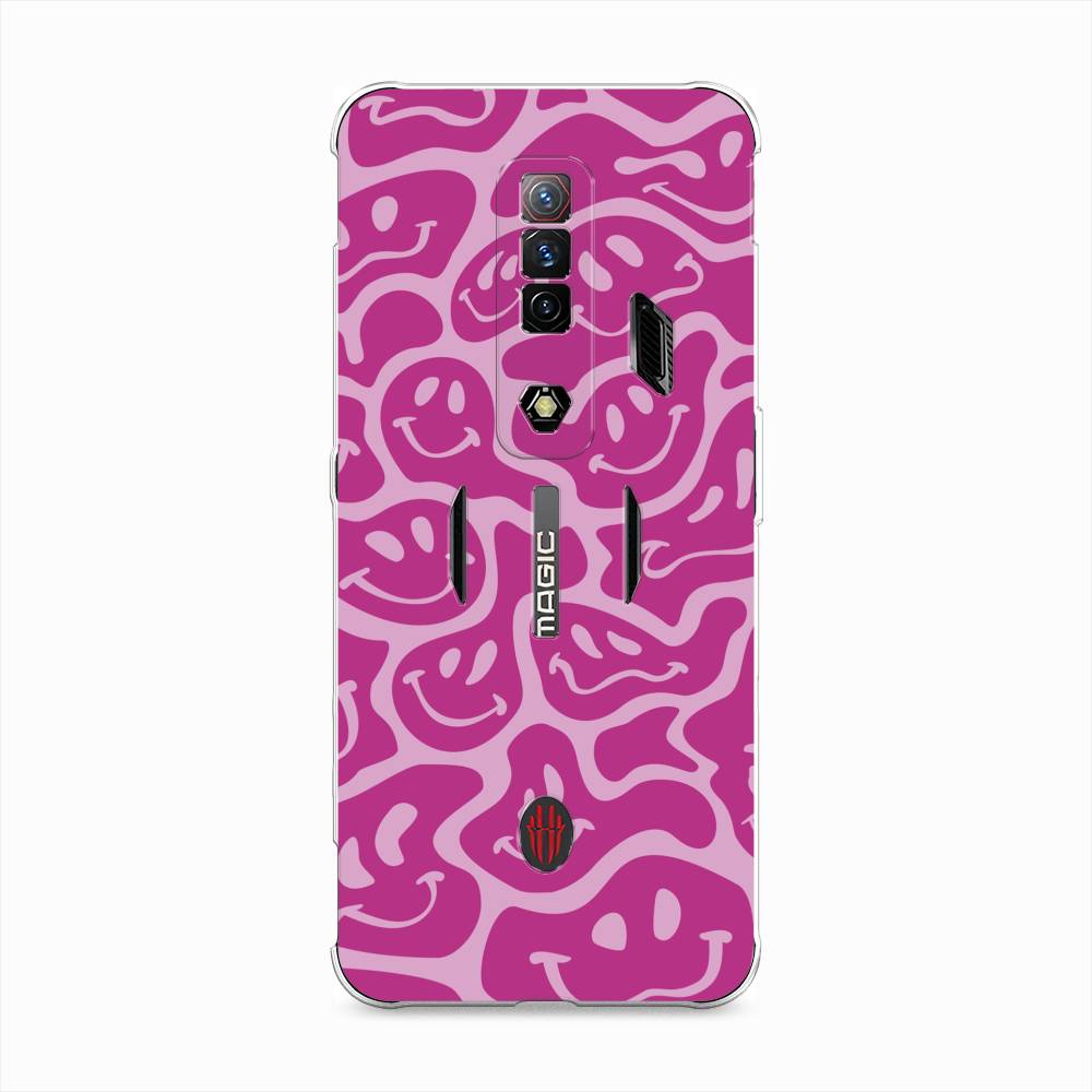 

Чехол на ZTE Nubia Red Magic 7S "Расплывчатые смайлики розовые", Фиолетовый, 136350-6