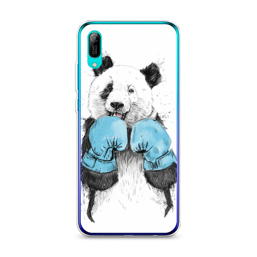 

Чехол на Huawei Y6 Pro 2019 "Панда боксер", Голубой;белый;серый, 68150-1
