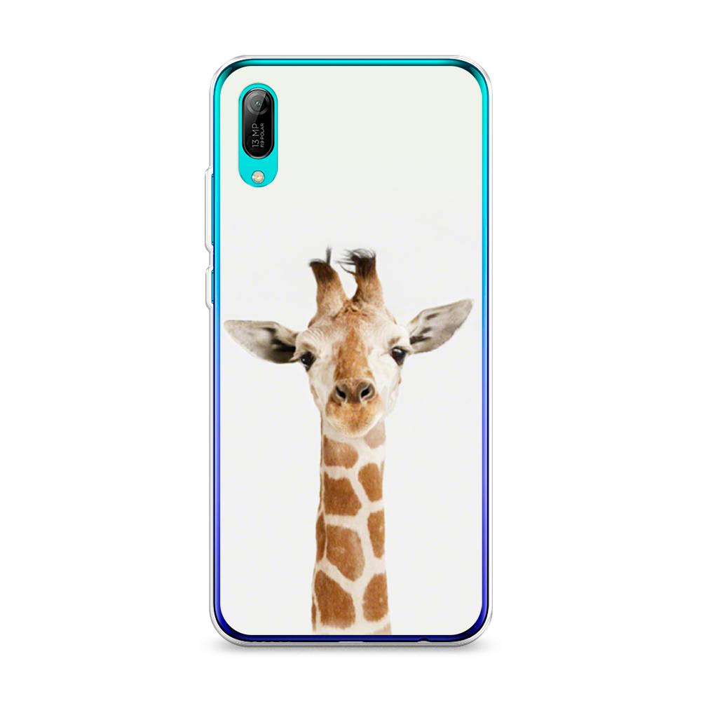 

Чехол на Huawei Y6 Pro 2019 "Любопытный жираф", Бежевый;коричневый, 68150-1