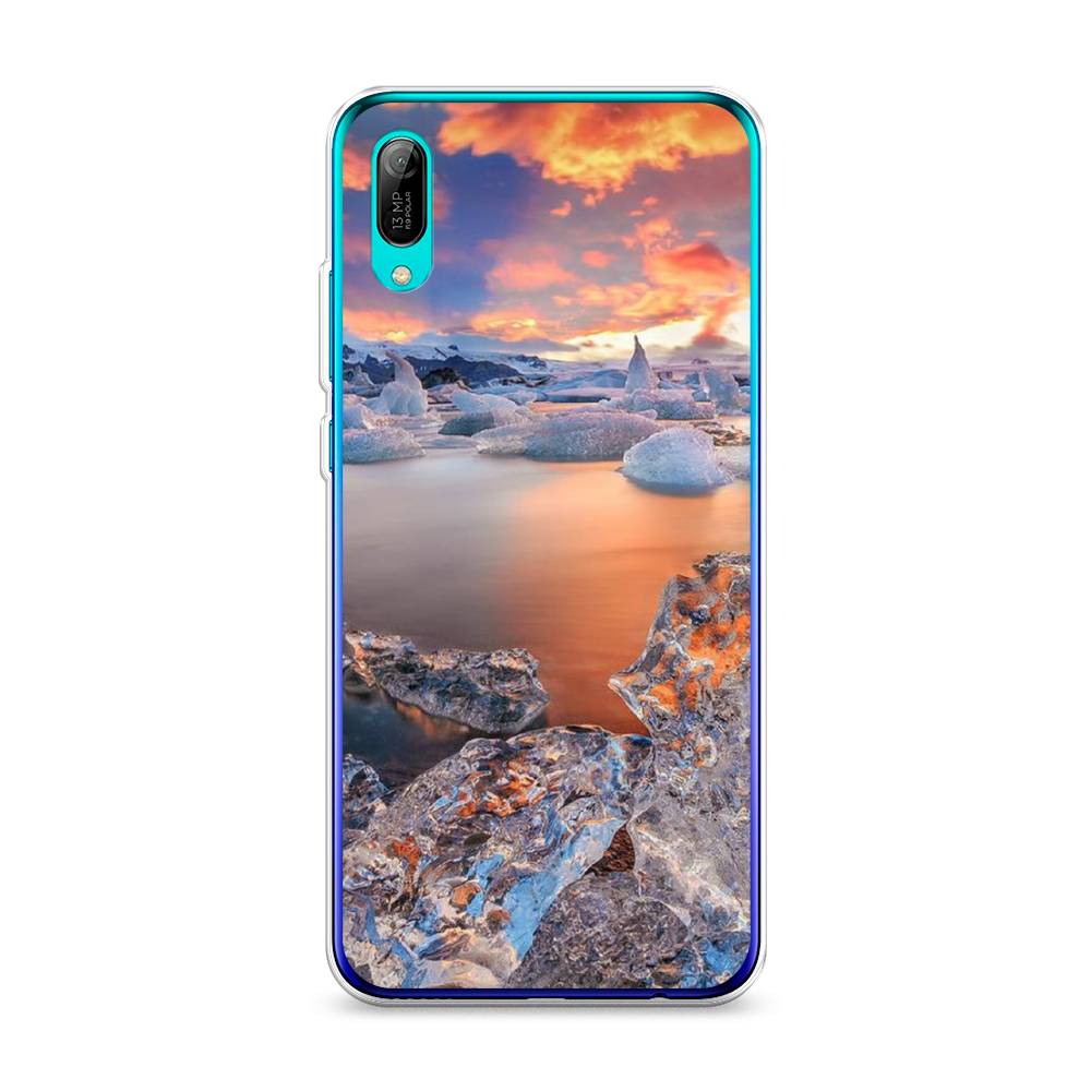 

Чехол на Huawei Y6 Pro 2019 "Ледники", Синий;оранжевый, 68150-2