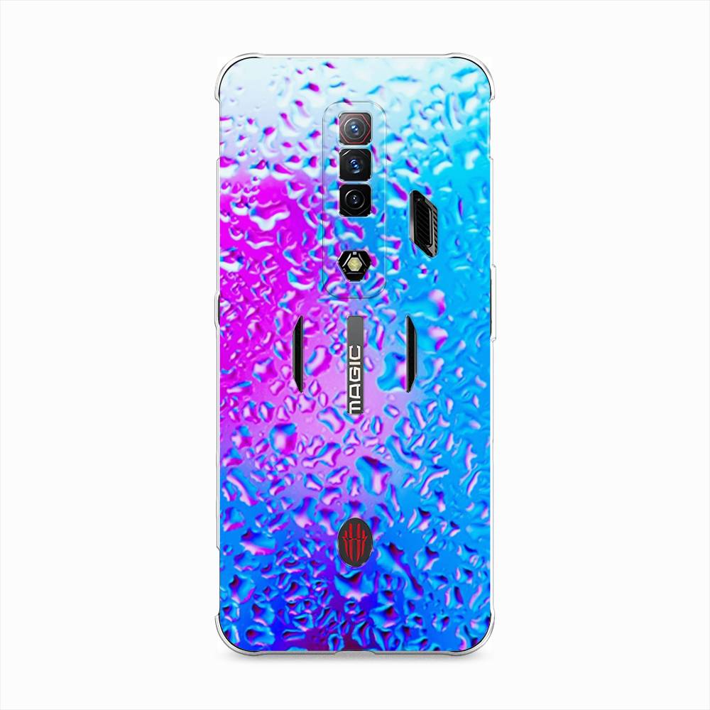 

Чехол на ZTE Nubia Red Magic 7S "Капли на стекле", Голубой;розовый, 136350-3