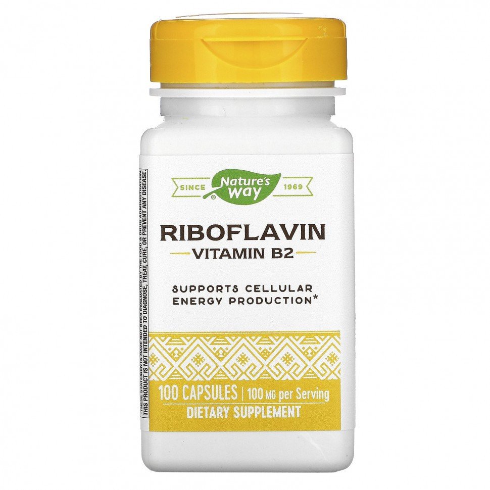 

Riboflavin Vitamin B2 Natures Way капсулы 100 шт., Riboflavin Vitamin B2 100 caps