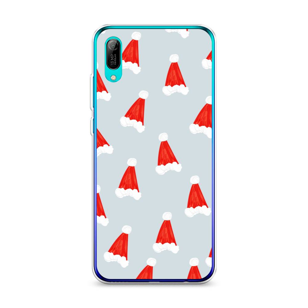 

Чехол на Huawei Y6 Pro 2019 "Новогодние шапочки", Белый;красный;серый, 68150-5