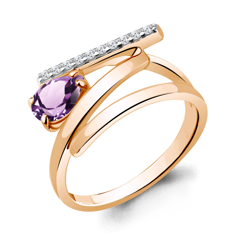 

Кольцо из серебра с аметистом\фианитом Aquamarine Aquamarine 6960304А_925_з р. 16,5, 6960304А_925_з